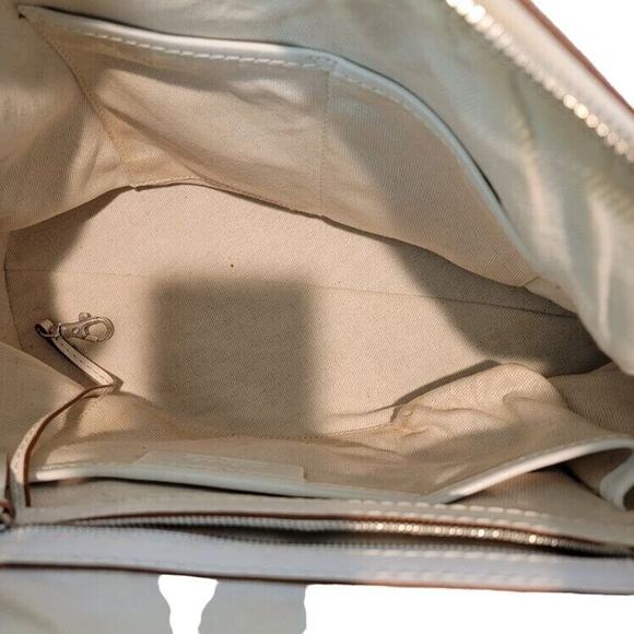 RARE MICHAEL KORS Duffle Handbag Leather Ivory Satchel Silver Stud Medium - Picture 8 of 15